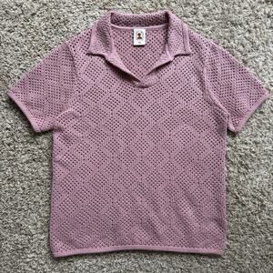 Dandy Del Mar The Antibes Crochet Shirt Dawn Pink Polo Men’s Size XL